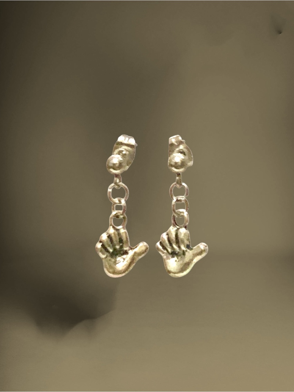 Silver Hand Charm Dangle Earrings - Women Jewelry